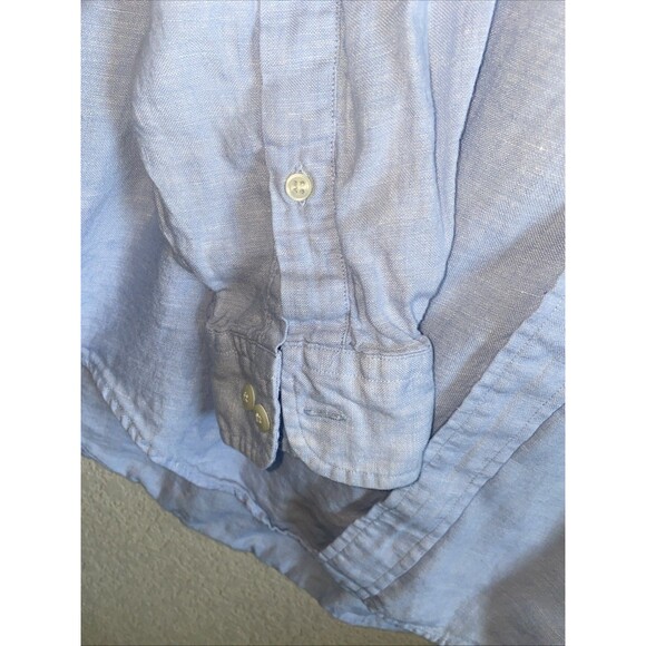 Brooks Brothers 346 Shirt Men Blue 100% Linen Button Down Long Sleeve M Luxury - Picture 4 of 9
